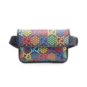 Gucci GG Psychedelic Waist Bag Canvas Leather Black Multicolor